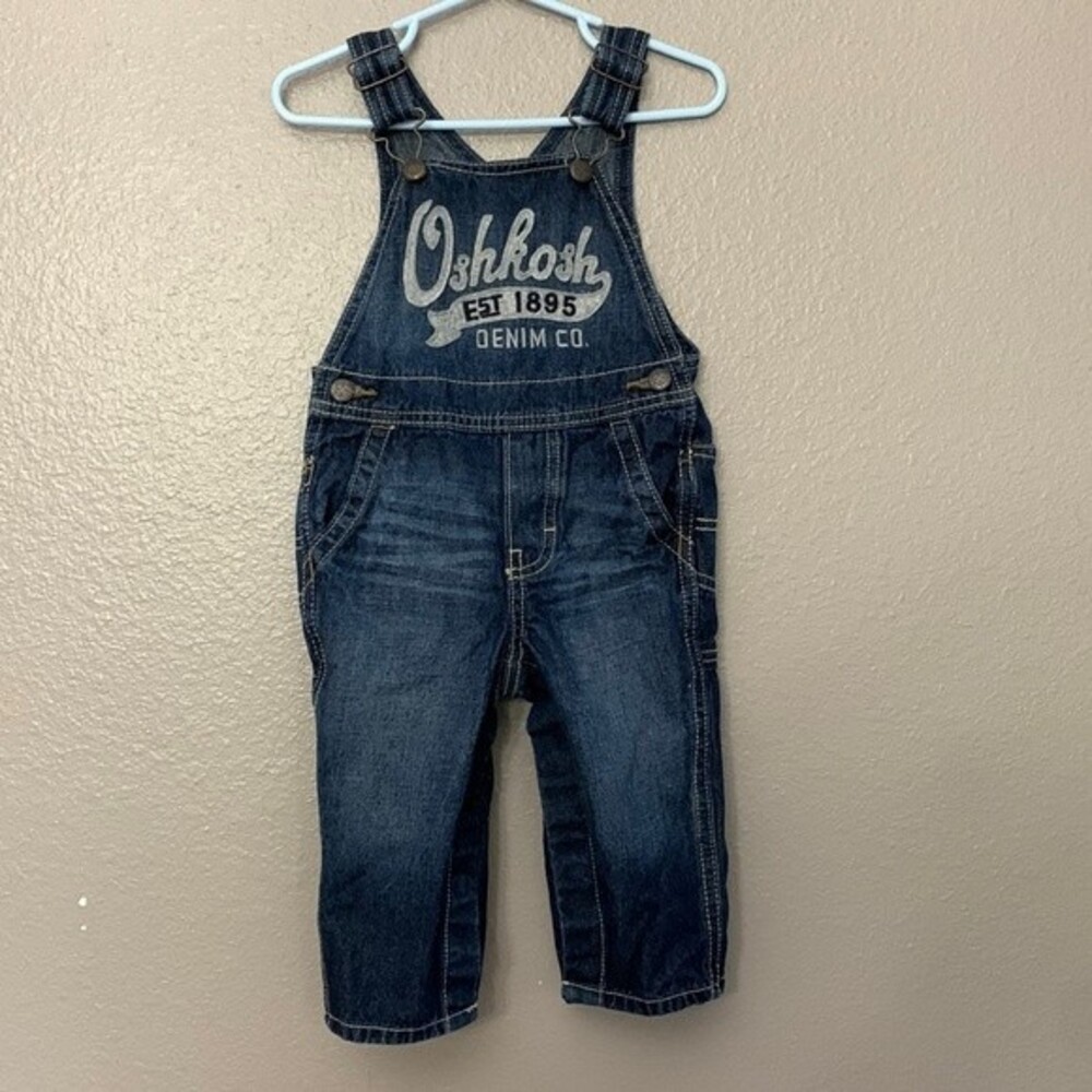 Oshkosh B’gosh infant boy coveralls blue denim.  Size 12 months